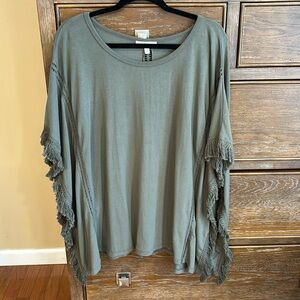 EUC OLIVE Poncho Blouse - small